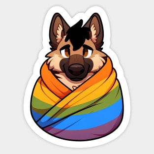 Comfy Womfy Furry Pride German Shepherd LGBTQ Rainbow Sticker